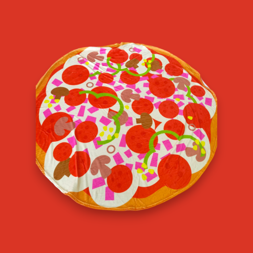 Coperta rotonda in pile con stampa pizza Big Americans