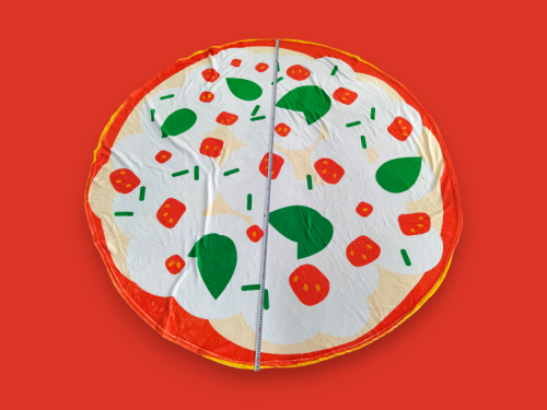 Coperta rotonda in pile con stampa pizza Ristorante