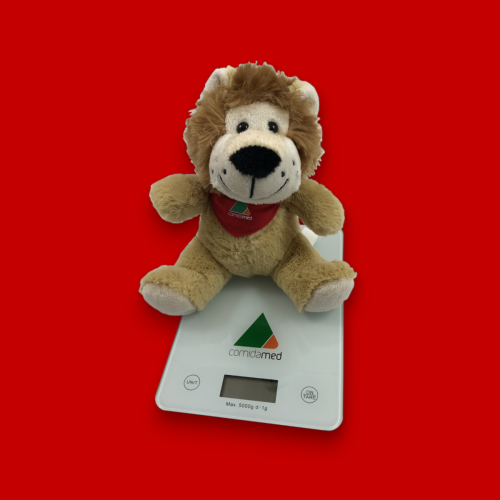 Set bilancia con ripiano in vetro personalizzabile in quadricromia e mascotte