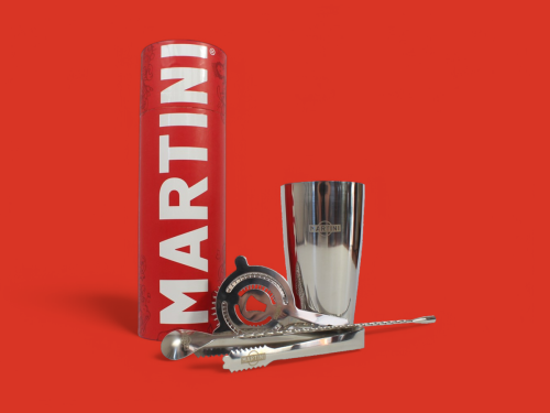 Set barman realizzato in acciaio con tubo stampa CMYK