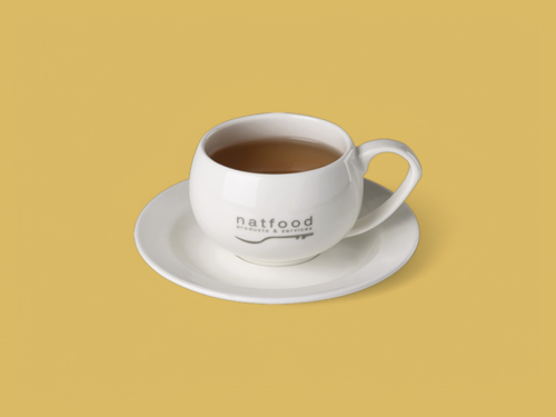 Tazza da tè in porcellana con logo argento