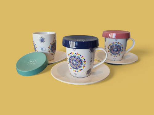Set tisana in ceramica con decalco con CMYK