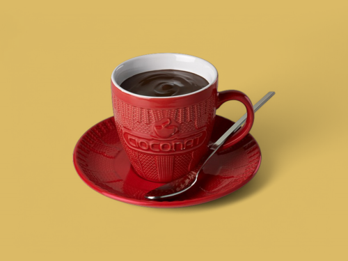 Tazza in stoneware con decorazione personalizzata in rilievo